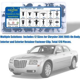 OAUTOO 120pcs fits Chrysler 300 2005-On Body Interior and Exterior Retainer Fastener Clip Assortment Air Inlet Grille, Bumper Fascia, Fender Liner Retainer Door Trim Panel Clips