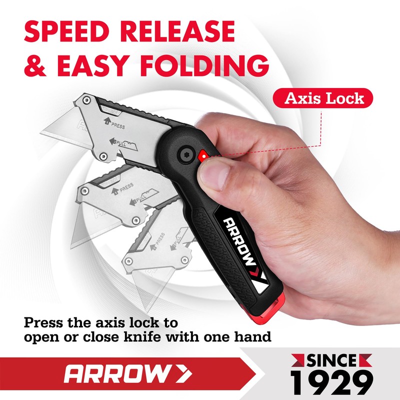 ARROW Utility Knife with Blade Storage Design, Quick Change Box