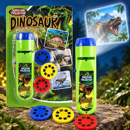 Kids Projector Flashlight Toy with 24 Picture Slides, Handheld Torch Projector for Bedtime Play, 3 Rotating Slide Discs, Portable Picture Viewer for Kids, Unicorn or Dinosaur Theme