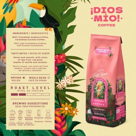 Dios Mio Coffee by Sofia Vergara, Light Roast, Ground Premium Colombian Coffee, 12 Ounce Bag