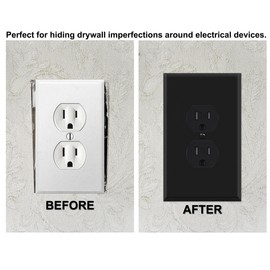 OVERSIZED Metal Outlet Cover, 1 Gang OVERSIZE Electrical Duplex Outlet Cover Plate, Outlet Wall Plate, One Gang Black Wall Plug Cover - Steel Painted Black - UL Listed, 5.5" x 3.5" - Made in USA