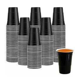 50 pcs Party Cup Set,16oz Black Party Cups,Party Cold Drink Cups,Repeatable Cups for New Year, Christmas, Camping, Wedding (Black)