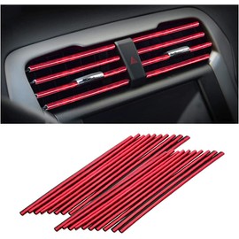 20 PCS Car Air Conditioner Decoration Strip, DIY Air Vent Outlet Trim Strip Bendable Car Interior Accessories, Car Molding Strip for Most Air Vent Outlet (Ice red)