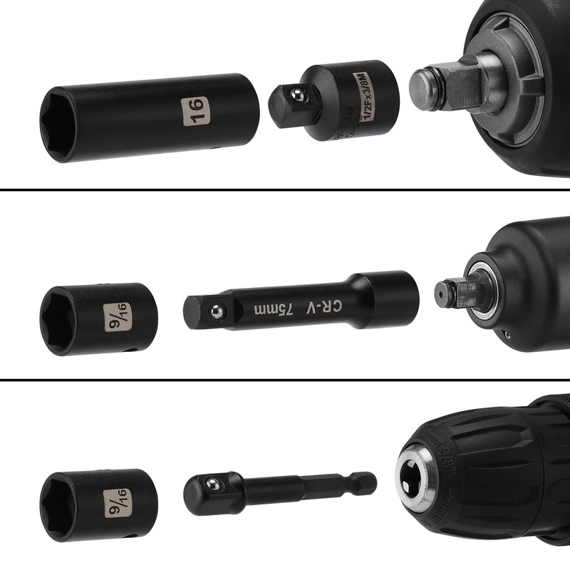 Mayouko 49 Pieces 3/8" Drive Impact Socket Set, 5/16"-3/4", 8-22MM,