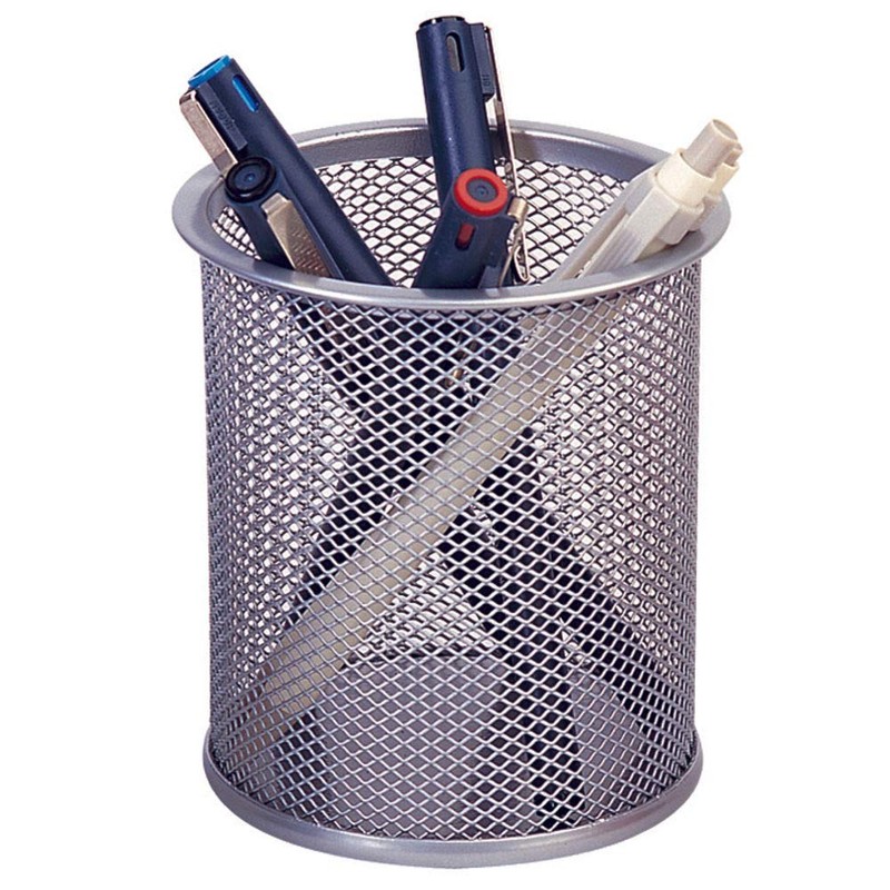 Q-Connect Mesh Pen Pot Silver KF00846