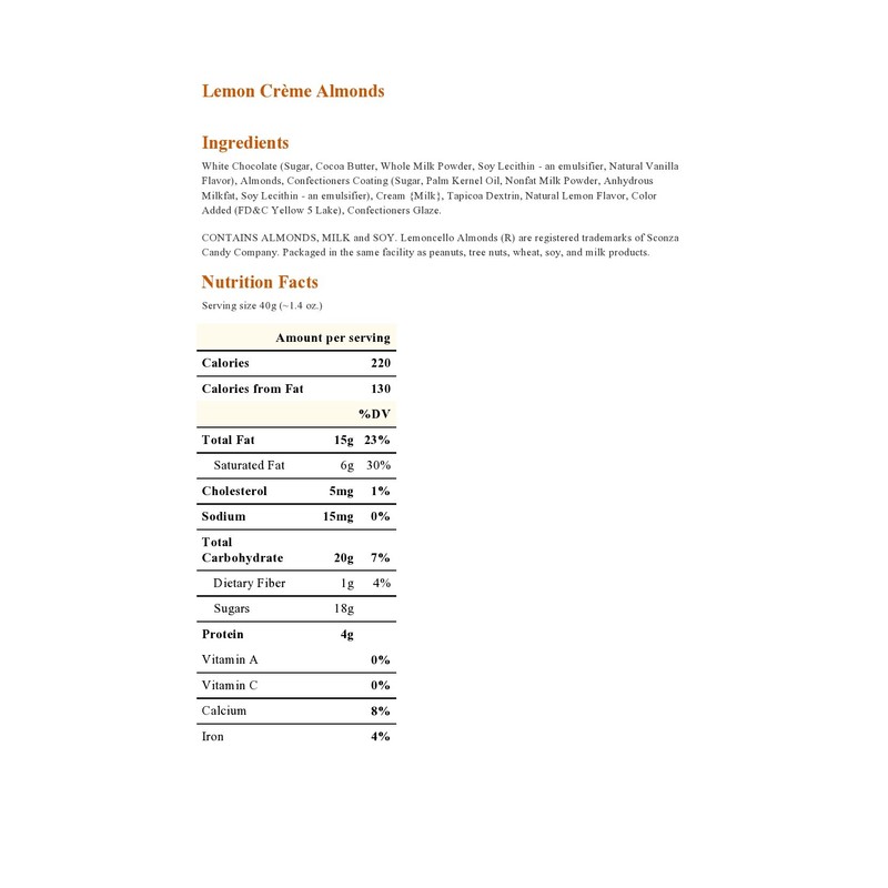 Lemon Creme Almonds - 5 Lb. Bag - Chocolate Lemon