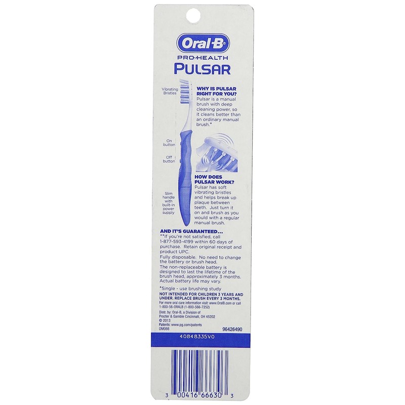 Oral-B Pro-Health Pulsar Battery Powered Toothbrush, Soft, Colors May Vary,