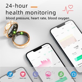 Smart Ring Women's Rose Gold Smart Rings for Women Android iOS Smart Ring Smart Finger Tracking Fitness Ring Tracker Fitness Ring Pedometer Blood Pressure Monitor SpO2 Sleep Tracker Heart Rate Monitor