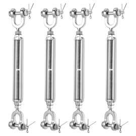 4 Pack 1/4" (M6) 304 Stainless Steel Turnbuckles, Heavy Duty Wire Tensioner for Cables Wire Shade Sail Hardware and Clothesline, 1600lbs Working Load Limit