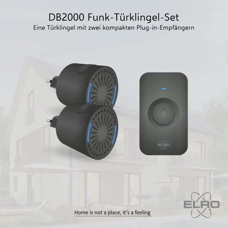 ELRO DB2000 Wireless Doorbell Set - with Two Compact Plug-In