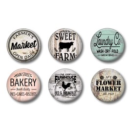 FARMHOUSE MAGNETS - Set of 6 - Fridge Magnets - Cute Whiteboard Magnets For Home School or Office (Farmhouse Set 1)