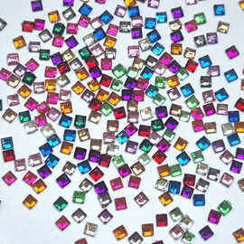 Nail Ssen Nail Stone Parts Acrylic Stones Square 2mm Color Mix 100-Pack / 네일쎈 네일스톤파츠 아크릴 스톤 사각 2MM 칼라믹스 100개입