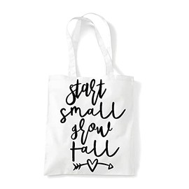 Miammo Start small grow tall [CM17PMR] positive statement tote shopping bag - White