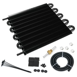 Universal 5/16" Transmission Oil Cooler Kit Aluminium alloy 10 Pass Tube & Fin Black