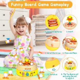 Yizemay Duck Dash Jumping Duck Game, Duck Dash Game, Pop Up Jumping Ducks Game, Magnetic Fishing Game Toys Gifts for 2 3 4 Year Old Boy Girl, Magnetic Montessori Toys for Kids