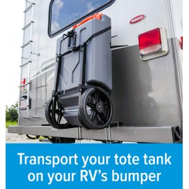 Camco Rhino RV Bumper Mount Tote Tank Holder | Features a Powder-Coated Steel Construction, Heavy-Duty Straps, and Fits Both 4-inch and 4-1/2-inch Bumpers (39010)