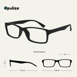 OPULIZE Pep Reading Glasses 6 Pack Classic Everyday Rectangular Frame Spring Hinges Scratch Resistant Black Brown Blue Grey Mens Womens RRRRRR92-112377 +3.00