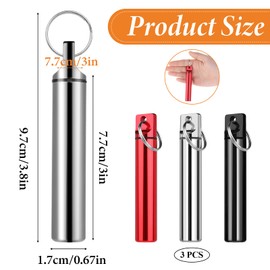 Pack of 3 Toothpick Box, Portable Toothpick Holder, Waterproof Toothpick Box, Metal Toothpick Box, Aluminium Toothpick Container for On the Go for Travel, Camping, Picnic (Silver, Black, Red)