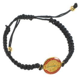 Catholic Bracelet Red String Braided Bracelet Adjustable Religious Bracelet for Women Men Protection Amulet Birthday Black