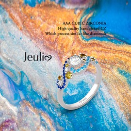 Jeulia "The Starry Night Round Cut Sterling Silver Ring Fashion Ring for Wife Anniversary Girlfriend Birthday Gift with Beautiful Jewelry Box
