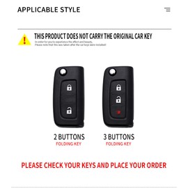 HIBEYO Flip 3 Button Key Fob Cover for FOTON Tunland Auman TOANO SAUVANA Accessories Alloy+TPU Key Shell with Keychains Smart Remote Auto Key Protector-3 Button Black