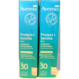 Aveeno Protect + Soothe Face Mineral Broad Spectrum Sunscreen SPF 30 1.7 oz TWO
