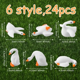 Hokoad 24 PCs Mini Resin Goose Figurines Tiny White Goose Statues for Fairy Garden Terrarium DIY Crafts Dollhouse Decorations (24)