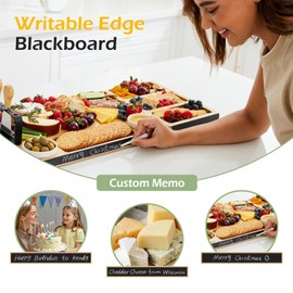 Keechee Charcuterie Board Gift Set: Large Bamboo Cheese Board with Chalkboard Edge & Forks - Ideal for Housewarming, Weddings, Bridal Showers, and Unique Gifts for Mom