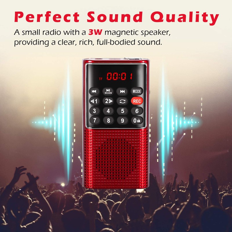PRUNUS J-328 Mini Portable Pocket FM Radio MP3 Walkman Radio