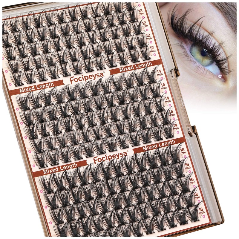 Focipeysa Wispy Lash Clusters Fairy Lashes 12-16mm Eyelashes Clusters Natural
