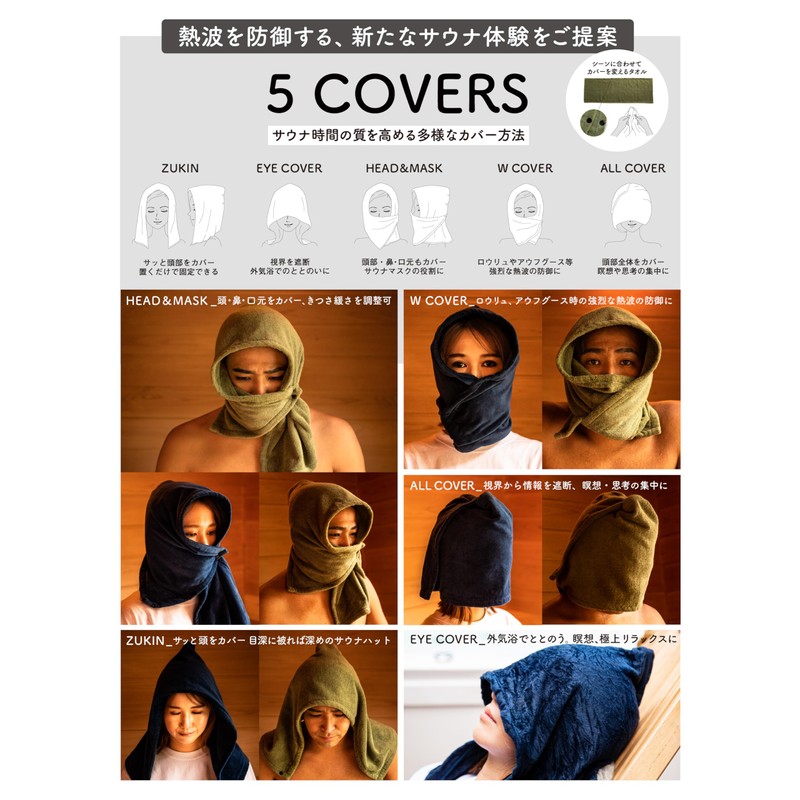 Minamosho Sauna Hat Towel, Hides Your Mouth, Imabari Towel, 6