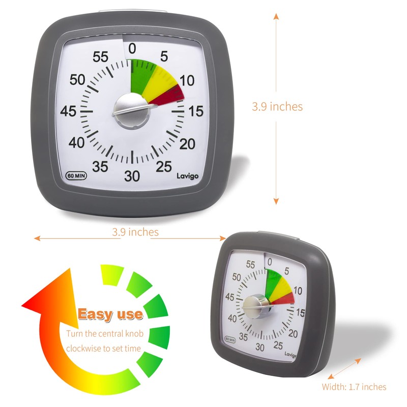 Lavigo 60 Minute Countdown Visual Timer for Adults Kitchen Cooking