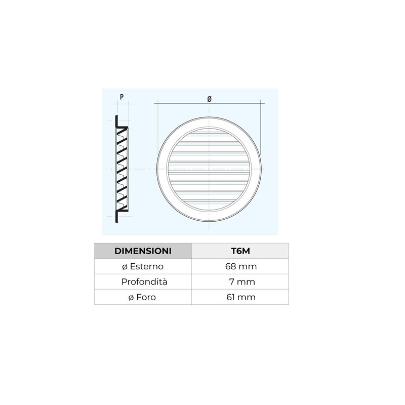 La Ventilazione T6M Round Ventilation Grille ABS Brown for Installation