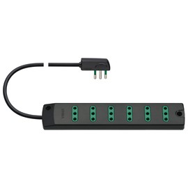VIMAR FP00402.C SICURY P11 Mobile Multi-Socket with 6 Outputs (Small), 1.5 m Cable and Flat Plug 2P+T 10A (Small), Italian Standard Type SPA11, Black