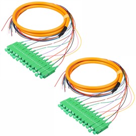 Duogalia 2-Pack SC/APC Fiber Optic Pigtail, 1.5m 12 Strand SingleMode 9/125 Fiber Pigtail, 12 Color-Coded Fiber Patch Cords for Fusion Splicing
