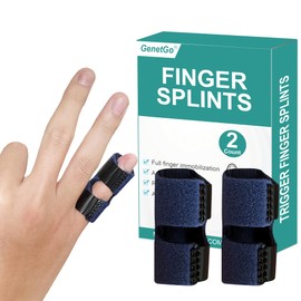GenetGo Small Trigger Finger Splint - 2 Pack Pinkie Finger Brace for Broken Finger, Finger Knuckle Immobilization for Arthritis Pain, Sport Injuries