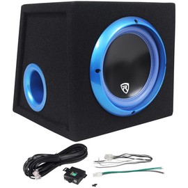 Rockville RVB8.1A 8 Inch 300W Powered Car Subwoofer/Sub Enclosure Box, 4-Ohm, Compact Design, Deep Bass, Wired Bass Remote, for Car Audio Enthusiasts