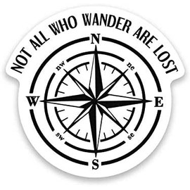 HSC Design Custom Decal Car for Not All Who Wander are Lost Compass/Car, Truck, Funny, Tumbler, Window, Motorcycle, Helmet, Bumper, Decal for Laptop, Phone, Home Decoration
