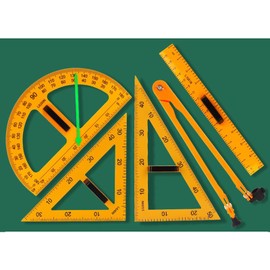 Magnetic Geometry Set on Whiteboard Math Classroom Large Protractor Triangle Ruler Plate Set Compass Drawing Tools for Teacher (5 Pieces)