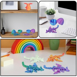 Olee Odee 4PCS Dragon Eggs with Mini Dragon Inside 3D Printed Mystery Gifts Toys Set for Kids Boys Girls Easter Christmas Birthday Graduation Back to School Stocking Stuffer(Magic Pop)