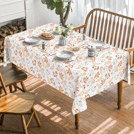 Artoid Mode Orange Pumpkins Leaves Autumn Table Cloth, Rectangular 140x200 cm Fall Table Cover Protector For Party Home Table Decorations