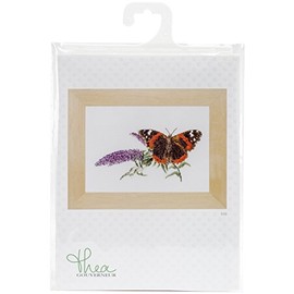 Thea Gouverneur Butterfly/Buddleja On Aida Counted Cross Stitch Kit, 18 Count