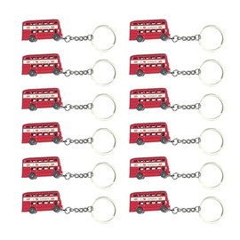 LILAJ London Souvenir Keychains, British Icon - Double-Decker Bus, 3D Replicas, Ideal for Keys & Bags, Home Decor Gift, Cute Keyring Ornament, Set of 12
