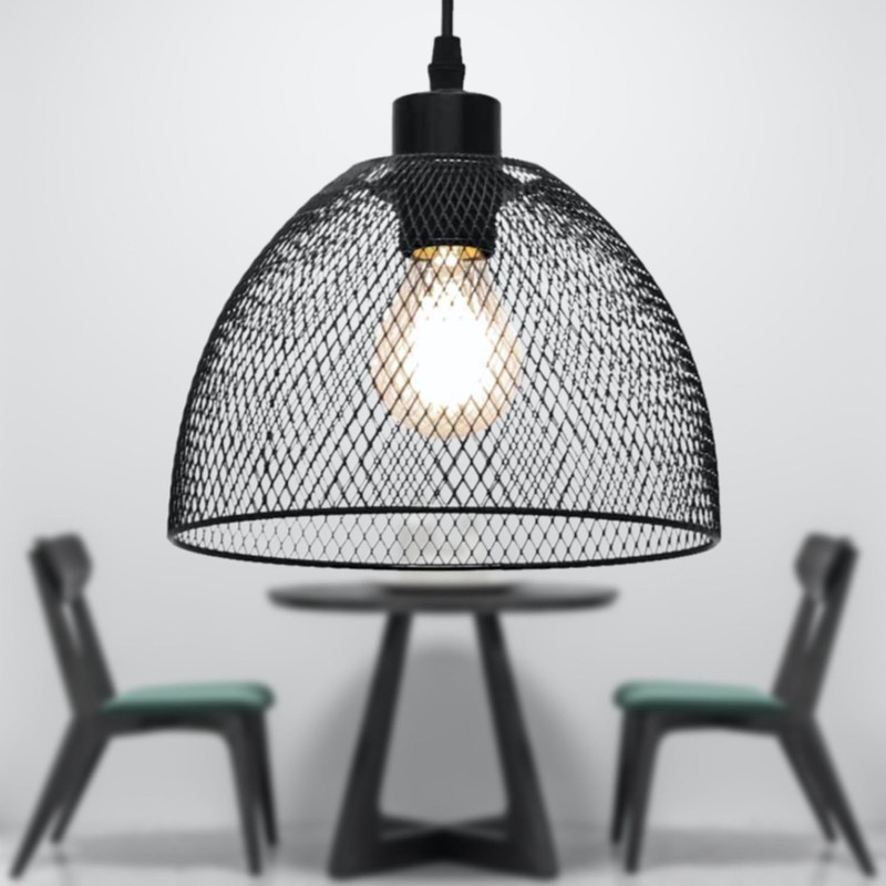 firstchoicelighting Matt Black Mesh Easy Fit Ceiling Pendant Light Shade,