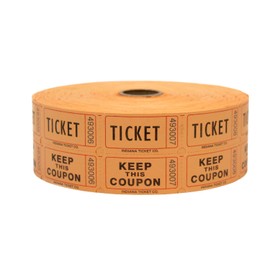 Indiana Ticket CO. Raffle Tickets Double Roll, Premium Quality 50/50 Raffle Tickets, Tickets for Events, Carnivals, Door Prizes, Drinks and More (2,000, Orange)