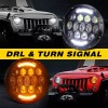 Bricologht For Kenworth T2000 1997-2011 Pair 7inch Round LED Headlights