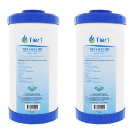 Tier1 20 Micron 10 Inch x 4.5 Inch | 2-Pack Whole House Granular Activated Carbon Block Water Filter Replacement Cartridge | Compatible with Pentek GAC-BB, 155153-43, Home Water Filter