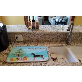 Caroline's Treasures CK3541DDM German Shorthaired Pointer Christmas Tree Dish Drying Mat Absorbent Dish Drying Mat Pad for Kitchen Counter Dish Drainer Mat for Countertop, 14 x 21", Multicolor