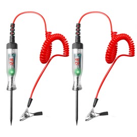 Voltage Tester Car Circuit Test Pen Pack of 2: Sporgo 3-120 V DC Car Power Tester with Crocodile Clip Spring Wire, Voltage Tester with Digital LCD Indicator Lamp, Car Test Lamp for Cars/Trucks, Red