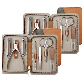 Mr. Green Mr. Green stainless steel nail care full set of 7 types + luxury pouch MR6606, brown (pouch), 2 sets / 미스터그린 미스터그린 스텐 네일케어 7종 풀세트 + 고급파우치 MR6606, 브라운(파우치), 2세트